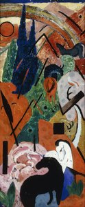 Landskab med dyr og regnbuer; Landskab med dyr og regnbue, 1911 af Franz Marc