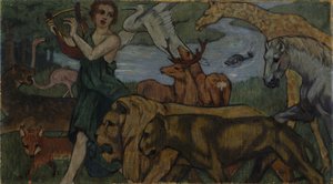 Orfeus blandt dyrene, udkast til et gobelin af Franz Marc