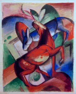 Hest og æsel af Franz Marc