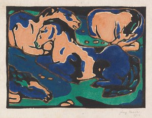 Hvilende heste, 1911-1912. af Franz Marc