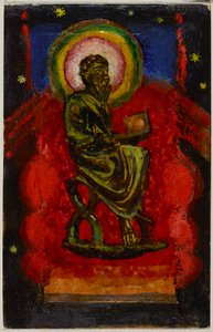 Sitzender Heiliger (Byzantinischer Heiliger), Postkarte aus Sindelsdorf an Wassily Kandinsky in München af Franz Marc