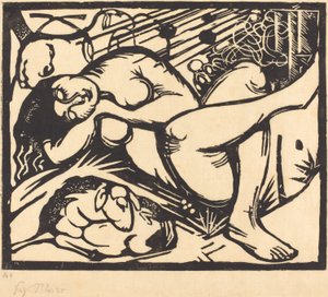 Sovende hyrdinde (Schlafende Hirtin), 1912 af Franz Marc