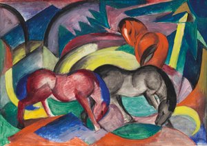 Tre heste, 1912. af Franz Marc