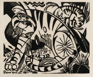 Tiger, 1912 (træsnit på japansk papir)