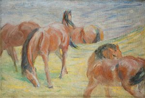 Græssende heste I af Franz Marc