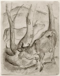 To køer under træer af Franz Marc