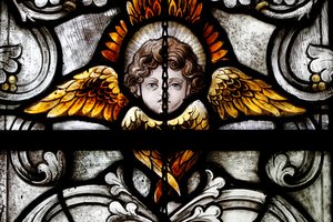 Engel, ca. 1920 (farvet glas) af Franz Mayer