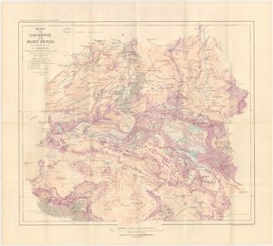 Kort over Gavarnie-massivet og Mont Perdu redigeret i 1914 af Franz Schrader