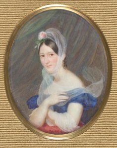 Portræt af en ung kvinde med en rose i håret af Franz Schrotzberg