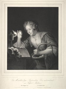 Pige, der lyser æg, 1840.
