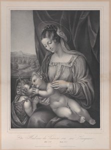 Jomfruen og barnet med spædbarnet Saint Johannes Døber, med Kristusbarnet liggende o ..., 1836.