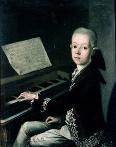 Portræt af Carl Graf Firmian ved klaveret, tidligere antaget at være Wolfgang Amadeus Mozart (1756-91)