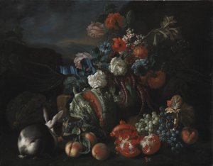 Stenbund med blomster og frugt af Franz Werner Tamm