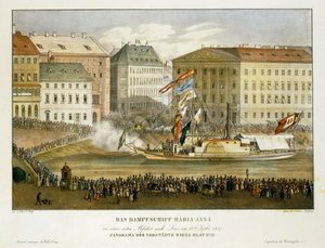 Dampskibet Maria Anna, afgang til Linz 12 ... (litografi)
