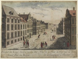Udsigt over Rue du Roi-Boston (1776) af Franz Xaver Habermann
