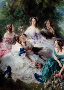 Impress Eugenie (1826-1920) i 1855 omgiver æresdamerne i Detail Palace, der repræsenterer prinsessen af Essling, baronessen af sten, viscountessen Lezay-Marnesia, kejseren øverst i hvidt og markisen af Montebello på det af Franz Xaver Winterhalter