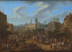 Fair med tempel og majstang af Franz de Paula Ferg