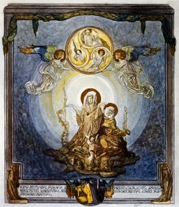 Tro er indholdet af ting, vi håber på, og beviser for dem, der ikke ses, og dette forekommer mig at være quiddity, canto XXIV, Heaven, Divine Comedy af Dante Alighieri, illustration af Franz von Bayros (1866-1924), Wien