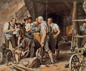 Før oprøret i Tyrol af Franz von (after) Defregger