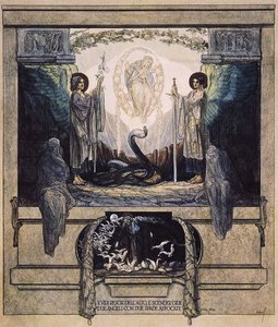 Illustration fra Dantes guddommelige komedie, skærsilden, Canto VIII: 24, 1921 (wc på papir) af Franz von Bayros