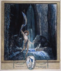Illustration fra Dantes Guddommelige Komedie, Skærsilden, Canto XIV: 45, 1921 (wc på papir) af Franz von Bayros
