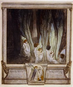Illustration fra Dantes Divine Comedy, Skærsilden, Canto XXI: 62, 1921 (wc på papir) af Franz von Bayros