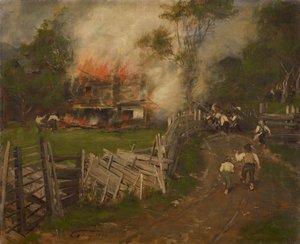 Det brændende Seppenhaus i Reith
