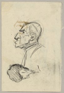 Portrætstudie af en kardinal, omvendt: muldyr set bagfra (?) af Franz von Lenbach