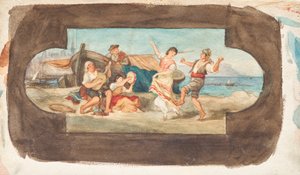 Italienernes dans - udkast til et loftmaleri af Franz von Matsch