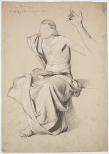 Figurstudie til loftmaleriet "Recitation" i Stadttheater Reichenberg/Liberec af Franz von Matsch