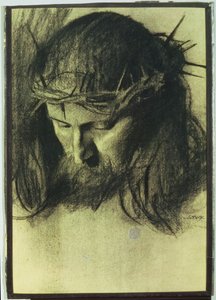 Kristi hoved, ca.1890 (kul og kridt) af Franz von Stuck