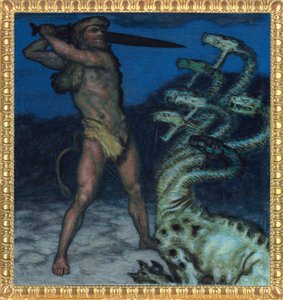 Hercules and Hydra - Peinture de Franz Ritter von Stuck (1863-1928) - 1915 - Syntonos farver på lærred - Museum Villa Stuck af Franz von Stuck