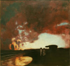 Solnedgang ved havet af Franz von Stuck