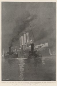 En julegave til imperiet, HMS Good Hope, krigsfartøjet bidrog til flåden ved Cape Colony, i Portsmouth, 25. december af Fred T. Jane