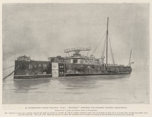 En afbrudt måløvelse, HMS Belleisle forberedt til yderligere kanoneksperimenter af Fred T. Jane