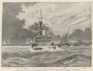 Flådemanøvrerne, foreløbig damptaktik for den røde B-flåde, under kontreadmiral E H Seymour af Fred T. Jane