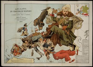 Lystfiskeri i oprørt farvand. Et serio-komisk kort over Europa af Fred W. Rose