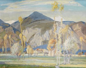 De maritime alper, nær Alassio (Tempera på silke lagt på panel) af Freda Marston