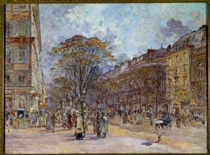 Le boulevard des Italians in Paris Maleri af Frederic Anatole Houbron (1851-1908) 1902 Søn. 0,55x0,73 m Paris, Musee Carnavalet - Boulevard des Italians i Paris. Maleri af Frederic Anatole Houbron (1851-1908)
