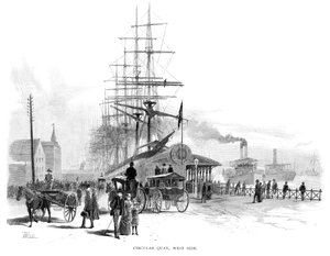 Circular Quay, vestsiden, Sydney, New South Wales, Australien, 1886.