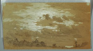 Overskyet himmel over en skovklædt højderyg, Niagara af Frederic Edwin Church