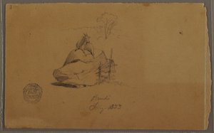 Tegning, En ged i Pandi, Colombia, juli 1853 af Frederic Edwin Church