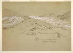 Tegning, Aletsch-gletsjeren, Berner Alperne, Schweiz, 28. august 1868 af Frederic Edwin Church