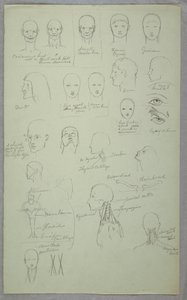 Tegning, anatomiske studier, 1865-70 af Frederic Edwin Church