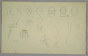 Tegning, anatomiske studier, 1865-70 af Frederic Edwin Church