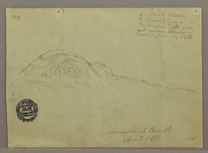 Tegning, Bare Hill, Akropolis ved Korinth, Grækenland, april 1869 af Frederic Edwin Church