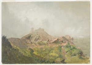 Tegning, Base of the American Fall, Niagara, 1856-58 af Frederic Edwin Church