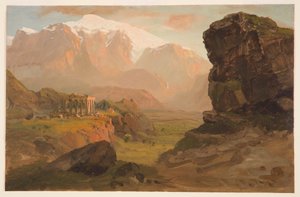 Tegning, Bashan Fantasy, april 1869 af Frederic Edwin Church