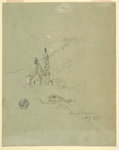 Tegning, Berchtesgaden, Bayern, 3. juli 1868 af Frederic Edwin Church