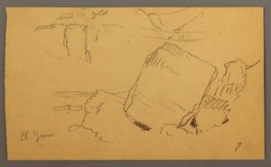 Tegning, kampesten, februar, muligvis 1868 af Frederic Edwin Church